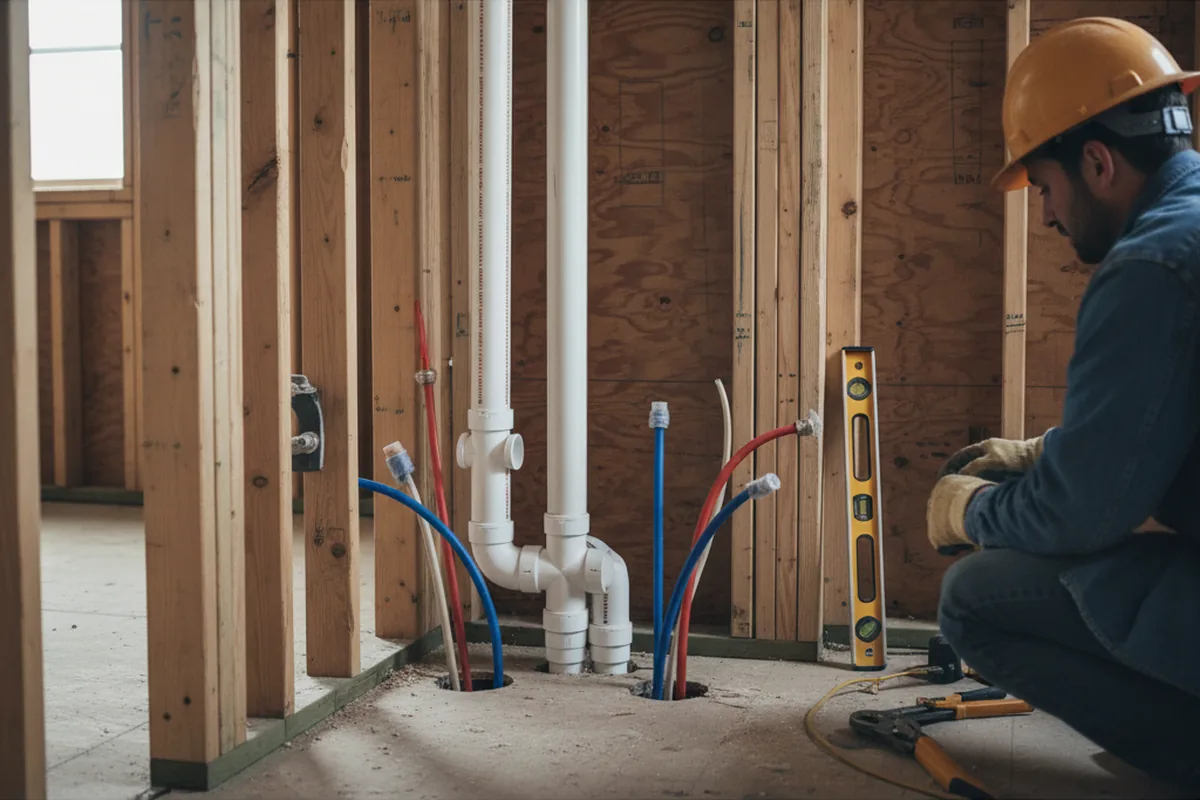 Drain and supply rough-in during Sump Pump Repair in Wilberforce