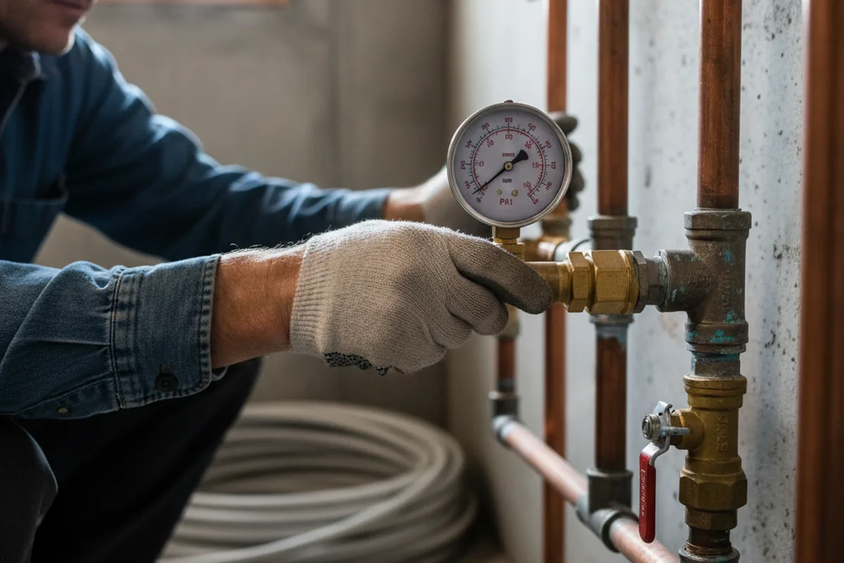 Pressure testing a repaired line during Water Line Repair in Wilberforce